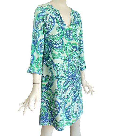 LILLY PULITZER Rossmore Keep It Current Poolside Blu Cotton Tunic TShirt Dress M - Picture 3 of 14